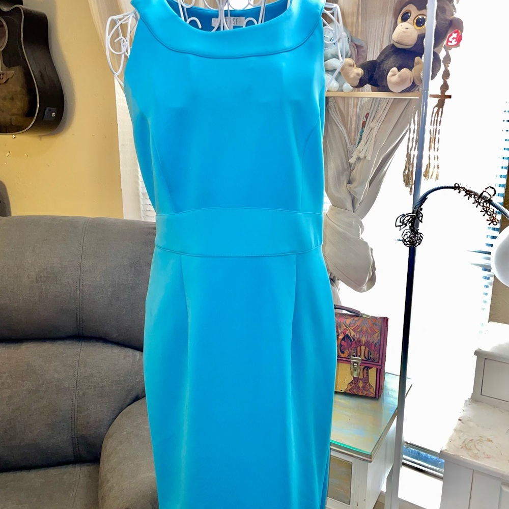 Spense Bright Turquoise Sleeveless Midi Sheath Dress